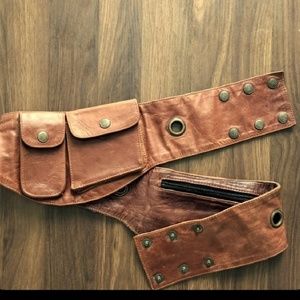 Brown Vegan Leather Hip Wallet Festival Belt
